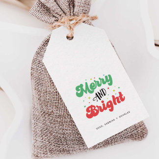 Etiqueta Para Presente Groovy Minimalista Feliz e Bright Natal