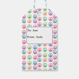 Etiqueta Para Presente Groovy peace signs watercolor style hippie love