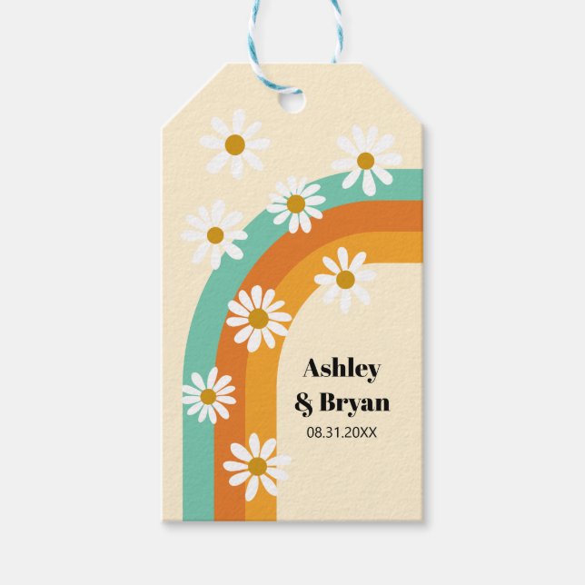 Etiqueta Para Presente Groovy Rainbow 1970s Style Boho Wedding Favor (Frente)