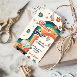 Etiqueta Para Presente Groovy Retro Festa de aniversário Arco-íris