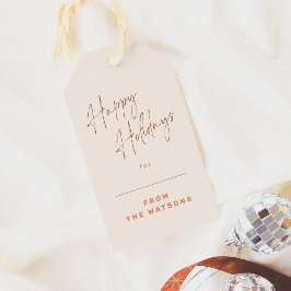 Etiqueta Para Presente Groovy Retro Happy Holidays Nome da Família