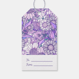 Etiqueta Para Presente Groovy Retro Summertime Protea E Padrão De Margari