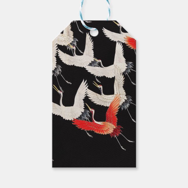 Etiqueta Para Presente Gruas voadoras japonesas Kimono Art (Frente)