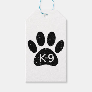 Etiqueta Para Presente Grunge Cachorro Distante Pata K-9