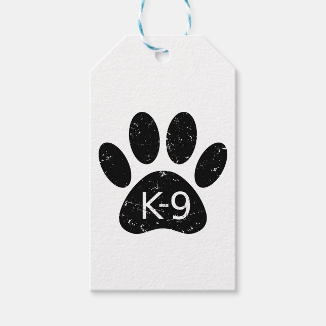 Etiqueta Para Presente Grunge Cachorro Distante Pata K-9 (Frente)