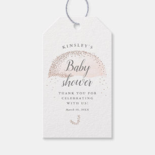 Etiqueta Para Presente Guarda-chuva rosa brilho baby shower obrigado