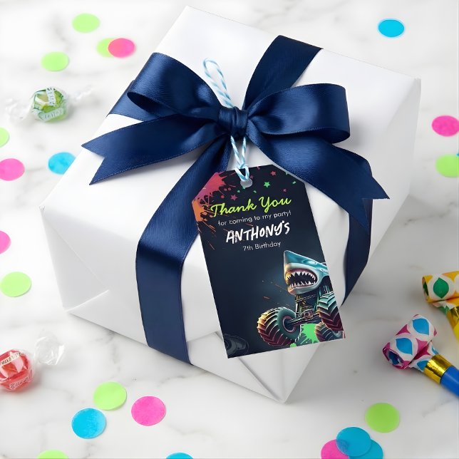 Etiqueta Para Presente Guardanapos de aniversário do tubarão do caminhão  (Criador carregado)