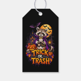 Etiqueta Para Presente Guaxinim de Halloween Vampiro Pegue ou Lixo