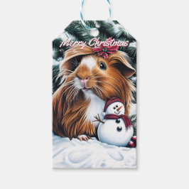 Etiqueta Para Presente Guiné Pig e Snowman no Natal