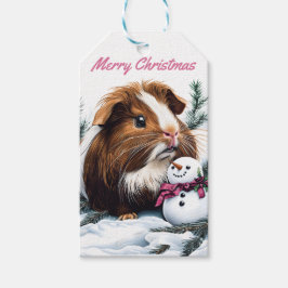 Etiqueta Para Presente Guiné Pig e Snowman no Natal