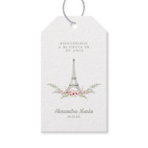 Guirnalda Rosa y Verde con Torre Eiffel para XV