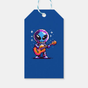 Etiqueta Para Presente Guitarista de Alienígena de 8 bits - Música Espaci