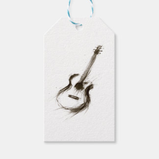 Etiqueta Para Presente Guitarra de Tinta Expressiva Minimalista Pincel Mú
