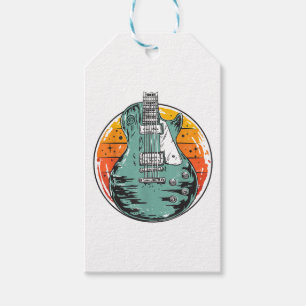 Etiqueta Para Presente Guitarra Elétrica Retro Sunset Vintage Music Banda