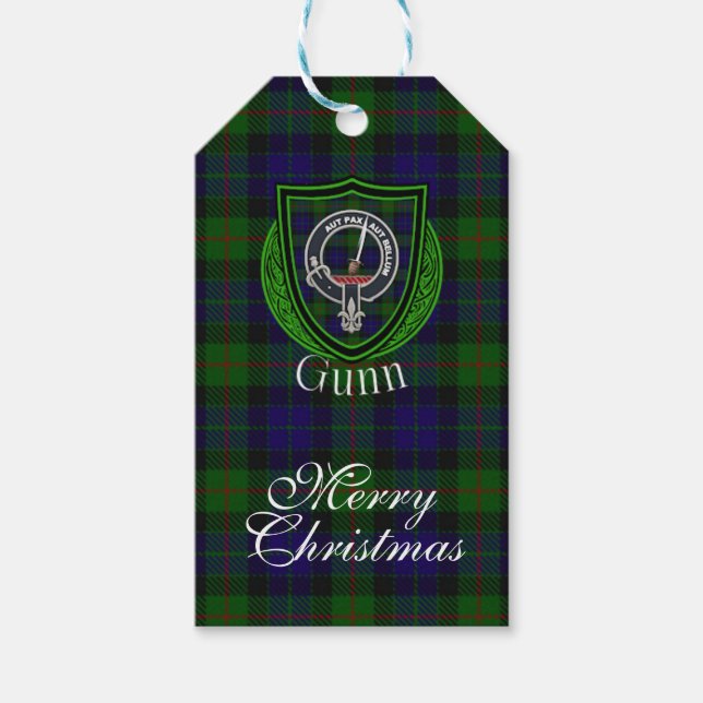Etiqueta Para Presente Gunn Scottish Clan Tartan & Crest (Frente)