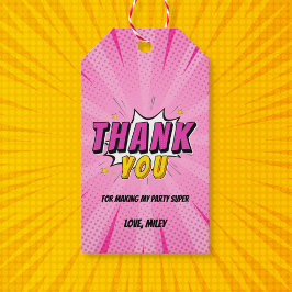 Etiqueta Para Presente Hábito Rosa, Super-Herói da Cômica, Obrigado