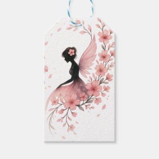 Etiqueta Para Presente Hada Rosa con Flores de Sakura