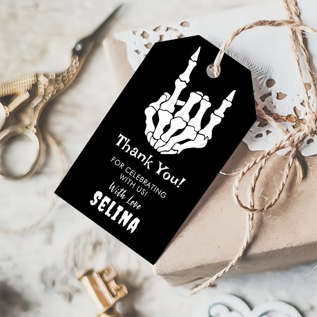 Etiqueta Para Presente Halloween Birthday Skeleton Halloween (Criador carregado)