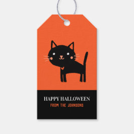 Etiqueta Para Presente Halloween de Gato Negro Bonito
