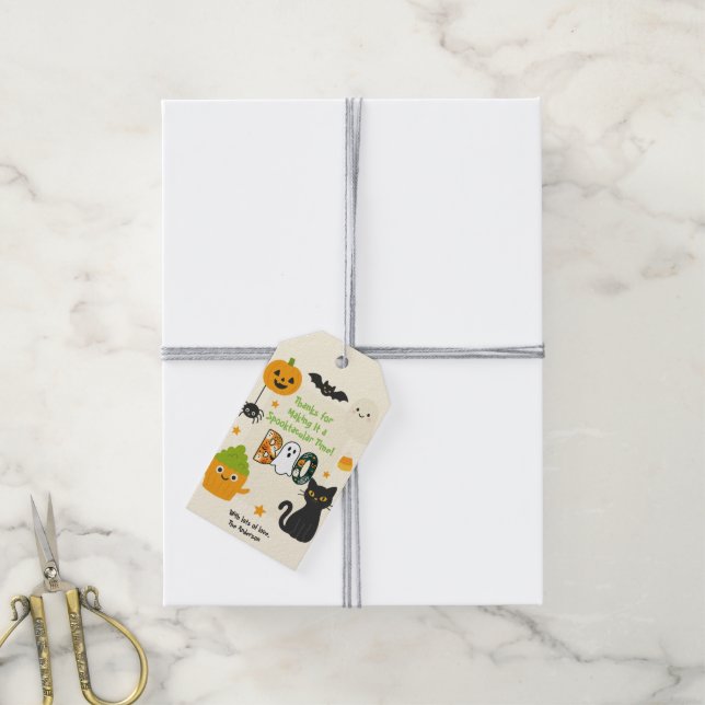 Etiqueta Para Presente Halloween editável - Pequeno monstro - (Com cordão)