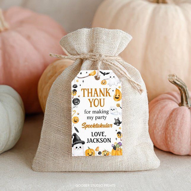 Etiqueta Para Presente Halloween Ghost Birthday Obrigado (Criador carregado)