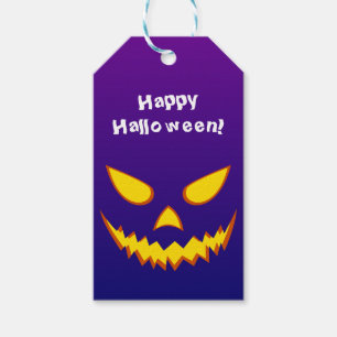 Etiqueta Para Presente Halloween Grinning Face Jack o Lanterna Pumpkin