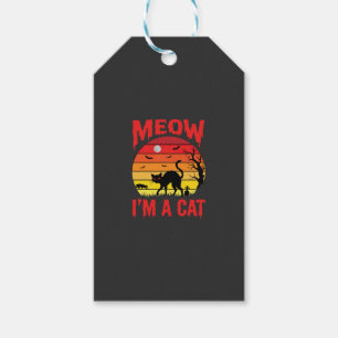 Etiqueta Para Presente Halloween Meow Eu Sou um Gato Retro Pôr do Sol