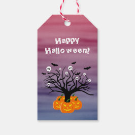 Etiqueta Para Presente Halloween Pumpkin Jack o’ Lanterna Árvore Morto