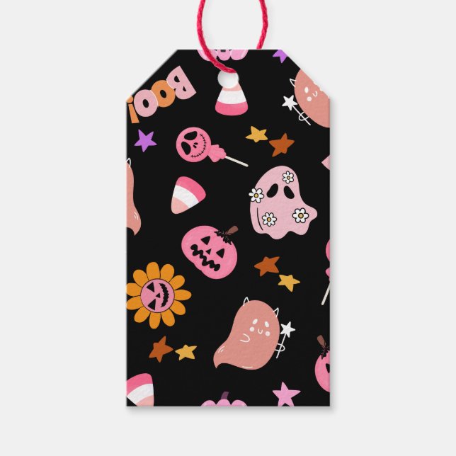 Etiqueta Para Presente Halloween Rosa (Frente)