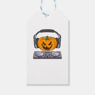 Etiqueta Para Presente Halloween Scary Pumpkin DJ Music Turntables Men Wo
