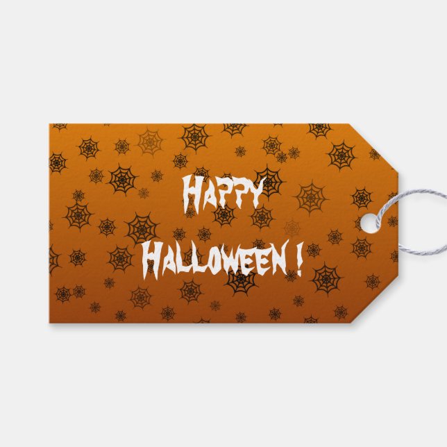 Etiqueta Para Presente Halloween Spider Web (Frente (horizontal))