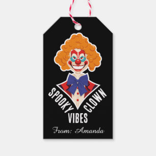 Etiqueta Para Presente Halloween Spooky Palhaço Vibes Creepy Circus Moder