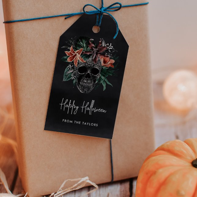 Etiqueta Para Presente Halloween Tropical Floral (Criador carregado)
