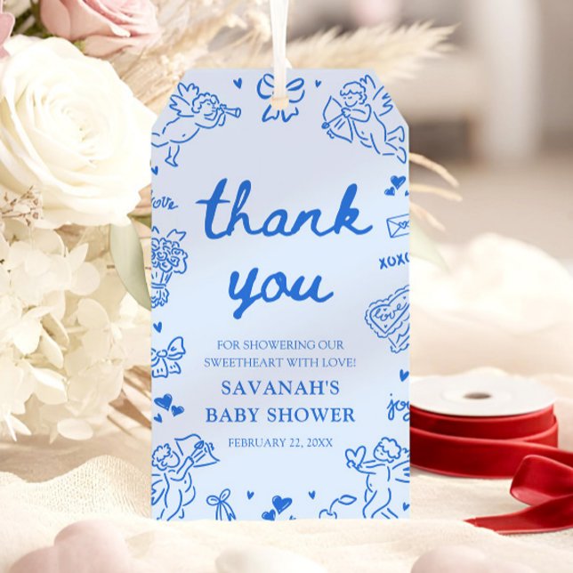 Etiqueta Para Presente Hand Drawn Valentine Little Sweetheart Baby Shower (Hand Drawn Valentine Little Sweetheart Baby Shower Gift Tags)