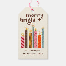 Etiqueta Para Presente Hand illustrated merry + bright christmas Gift Tag