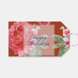 Etiqueta Para Presente Handpainted Red Roses Holiday Luncheon