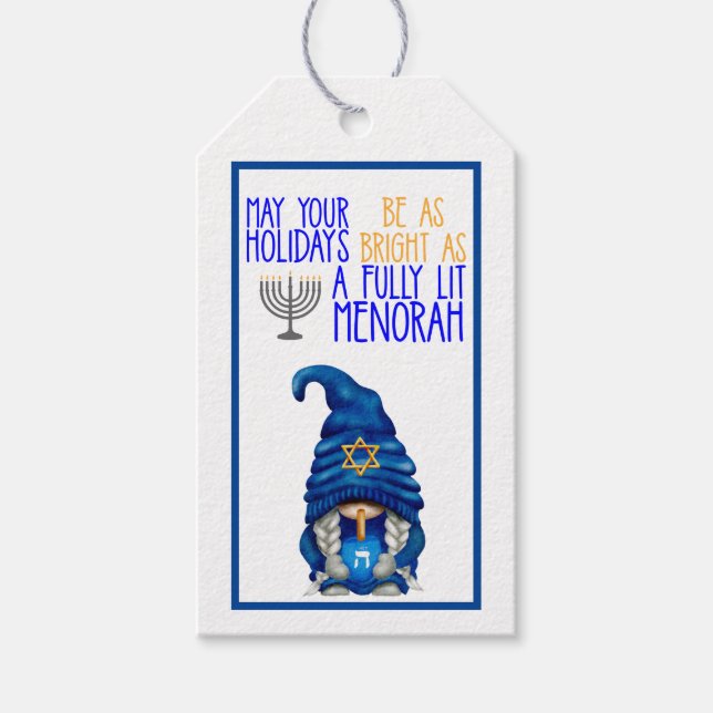 Etiqueta Para Presente Hanukkah Gnomos (Frente)