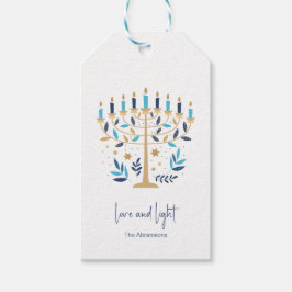 Etiqueta Para Presente Hanukkah Love & Light Floral Menorah