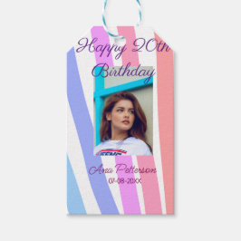 Etiqueta Para Presente Happy 20th Birthday rainbow rustic boho lines phot