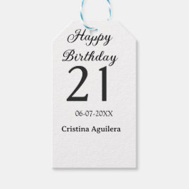Etiqueta Para Presente Happy 21st birthday bold letter simple name minima