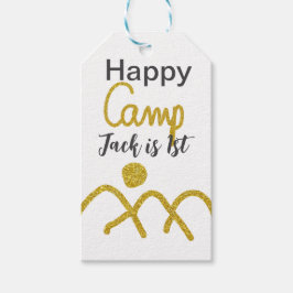 Etiqueta Para Presente Happy camping camper one birthday kids golden sun