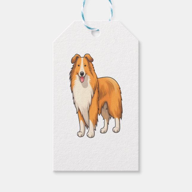 Etiqueta Para Presente Happy Cartoon Rough Collie (Frente)
