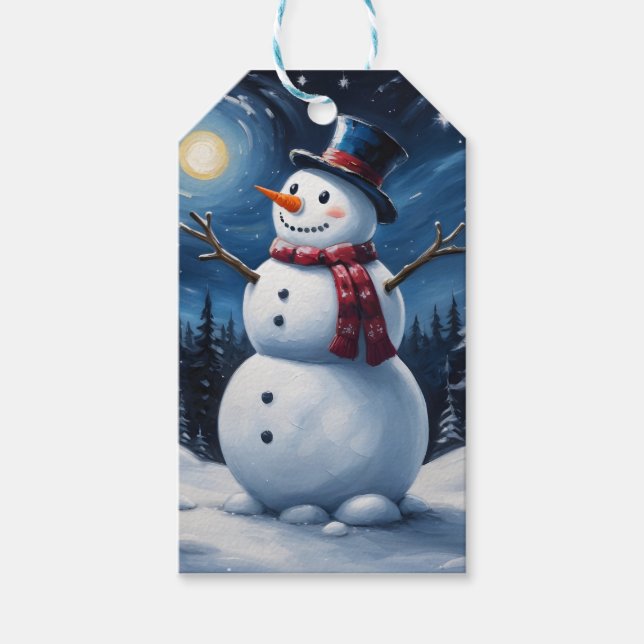 Etiqueta Para Presente Happy christmas snowman (Frente)
