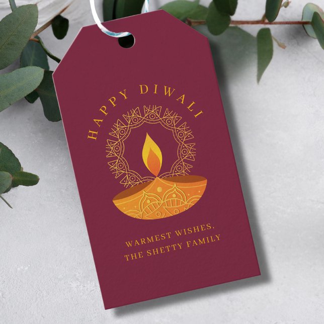 Etiqueta Para Presente Happy Diwali Celebration Diya (Criador carregado)