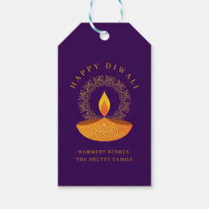 Etiqueta Para Presente Happy Diwali Celebration Diya Purple