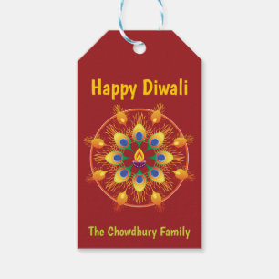 Etiqueta Para Presente Happy Diwali, textos personalizados, marrom / maro