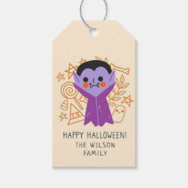 Etiqueta Para Presente Happy Halloween Dracula