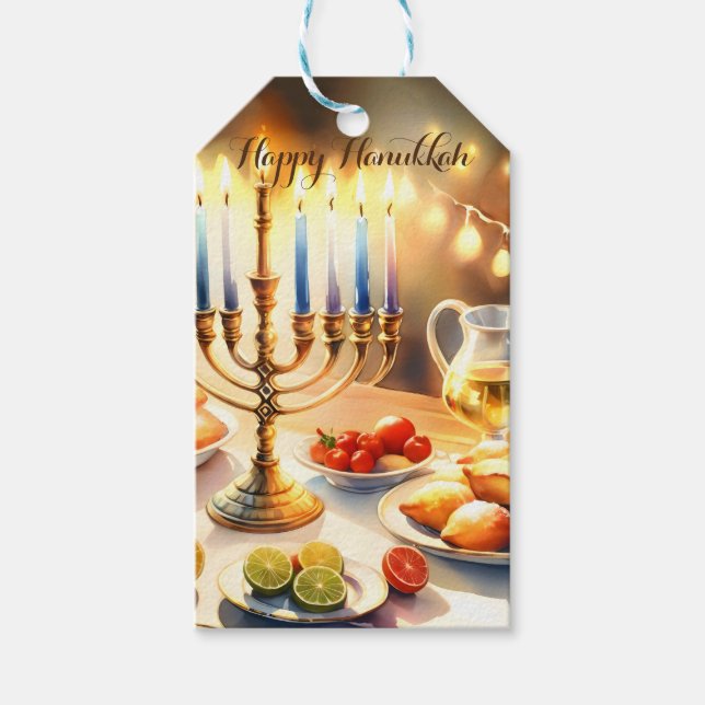 Etiqueta Para Presente Happy Hanukkah (Frente)