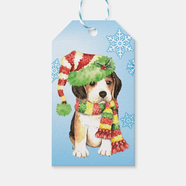 Etiqueta Para Presente Happy Howliday Beagle (Frente)
