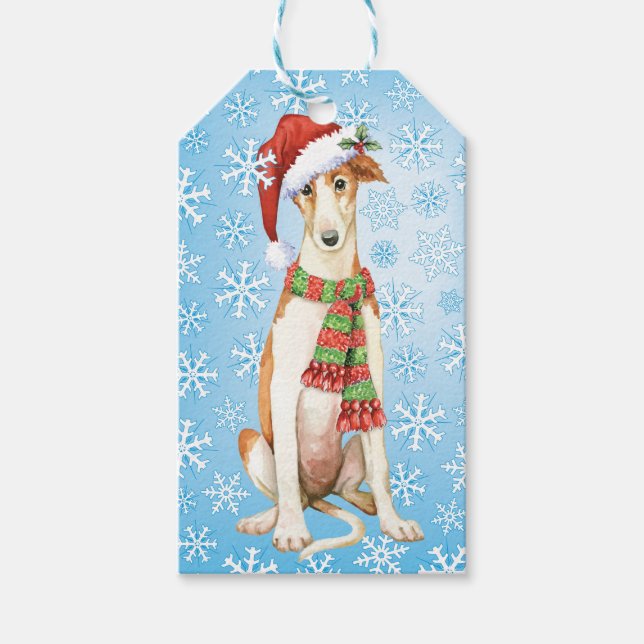 Etiqueta Para Presente Happy Howliday Borzoi (Frente)